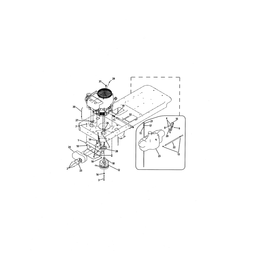 Engine Connection Diagram and Parts List for 17WI2ACP056  Cub Cadet Lawn Tractor